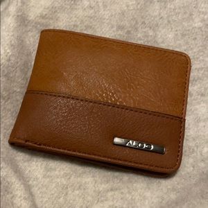 Vegan leather brown fold over wallet